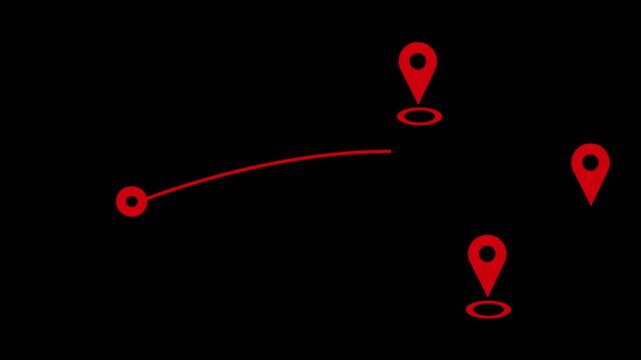A digital illustration showcasing multiple location pins on a blue map background, perfect for representing navigation, geolocation, and location-based services in technology.