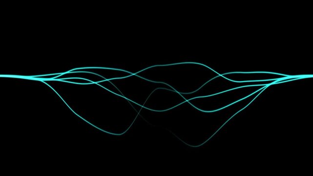 Thin teal energy lines ripple across the center of the frame like delicate waves on a calm digital sea creating a subtle sense of liquid motion.