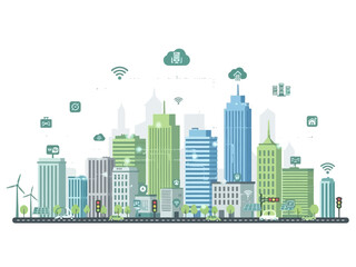 Fototapeta premium Smart City Technology and Sustainable Urban Development Concept