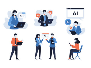 Collage of People Engaged in Artificial Intelligence and Data Analysis Activities