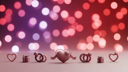 Romantic symbols of love and commitment with bokeh background