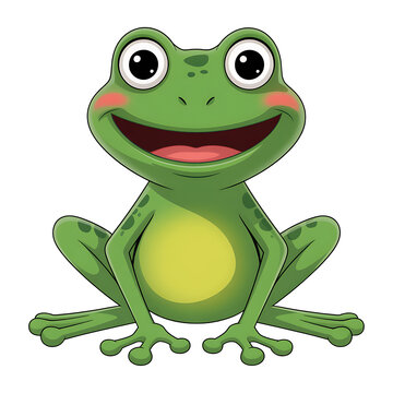Happy cartoon frog with big smile