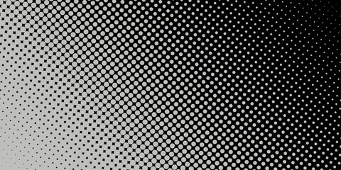 Basic halftone dots effect in black and white color. Halftone effect. Dot halftone. Hacked code. Scale size different hole space, modern background for posters, websites, web pages, business cards .