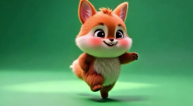 red fox on a green background