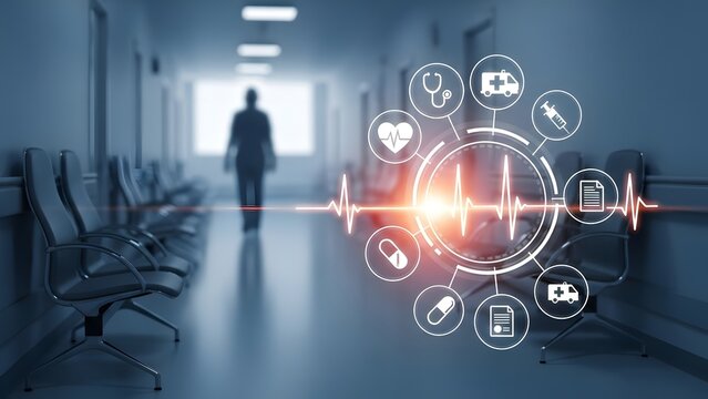 A businessman's hand touches a digital screen button to activate a global network interface map connecting people through world internet technology and communication concepts