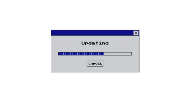 4K Old School Bios Configuration Update Dialog Box and Loading Bar with Alpha Channel