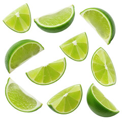 Lime Wedges on Isolated Background, Transparent Background