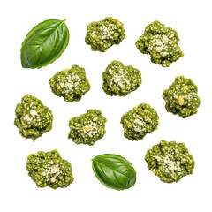 Fototapeta premium Homemade Pesto Bites with Basil on Transparent Background