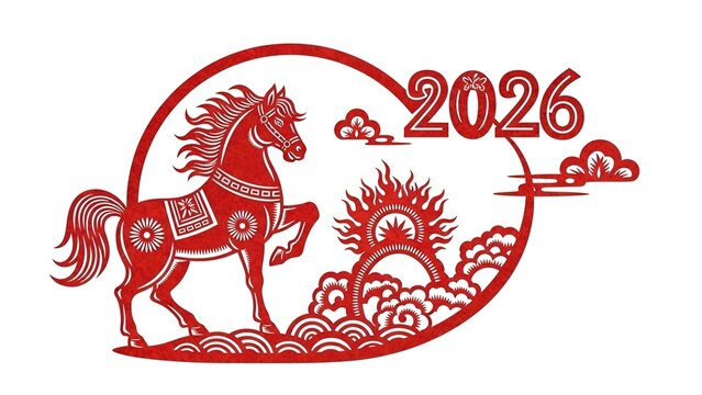 Red Cut paper Horse for Lunar New Year 2026