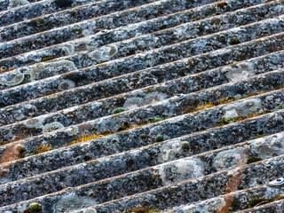 Bemoostes und feuchtes Dach einer H&uuml;tte