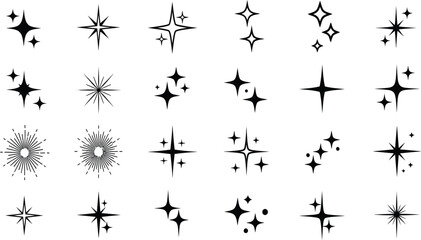 Magic Sparkle & Glow Hand-Drawn Vector Icon Set of Starbursts and Shimmering Elements © jamiul