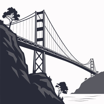 Minimalist Bridge Vector Art Spanning Empty Space