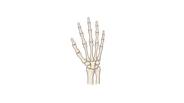 Human Hand Skeleton Bones Anatomy Diagram Illustration for Medical Education Study