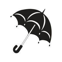 Black Umbrella Silhouette Icon Isolated on White Background.
