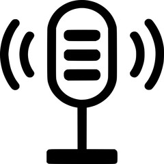 The Echo of Voice: An illustration of a microphone, with a striking depiction of sound waves, is presented in stark contrast. Its design is a statement of broadcasting and recording. 