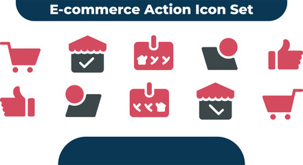 E-commerce action icons for online shopping and business