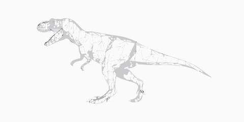 Obraz premium A gray dinosaur with sharp teeth and claws on a white background