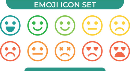 Emoji Icon Set with Various Facial Expressions