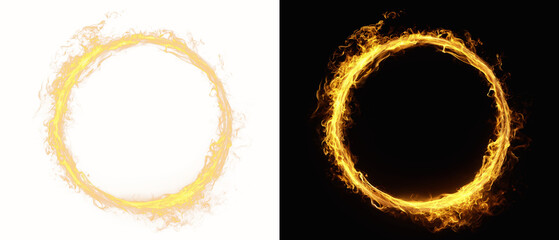 Radiant gold swirl with glowing light, sparkle, and dust trail. This vibrant PNG effect adds magic and elegance to festive, luxury, or celebratory design themes fire circle PNG © Alehandro