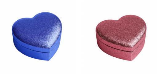 Heart gift box design, romantic love present icons, valentine surprise concept