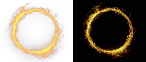 Glowing light round. Transparent PNG. PNG circle line creating a circular frame and round portal overlay circle fire