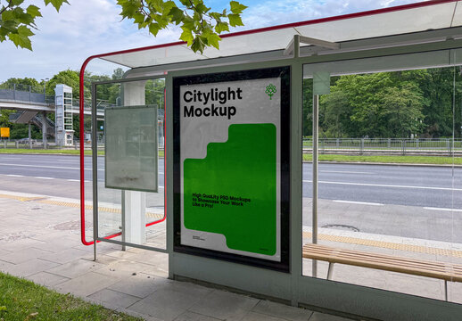 Bus Station Citylight Mockup