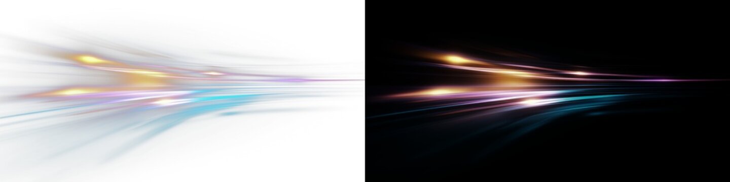 abstract high-speed movement. Dynamic motion light trails with motion blur effect on dark background. Futuristic, technology pattern for banner or poster design