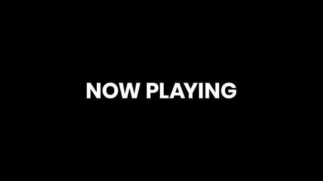 Now Playing Breaking Glitch Text Animation 4K for Media Playback and Entertainment Displays