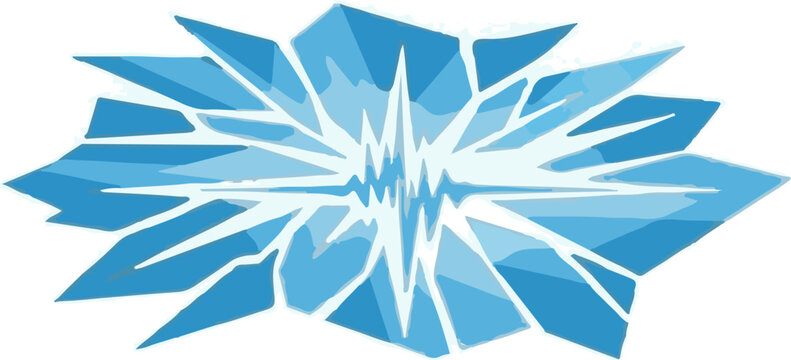 Abstract representation of a fractured ice crystal with radiating sharp edges