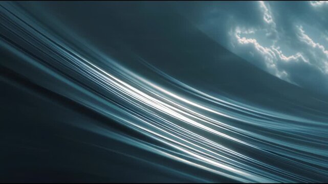 Abstract Blue Lines and Light Streaks with Cloud and Lightning Background.