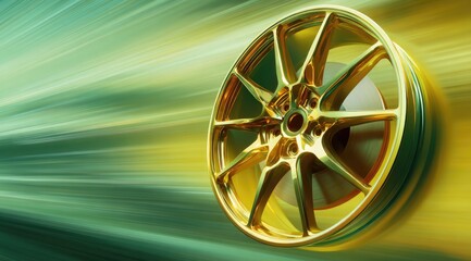 Golden rim against blurred green/yellow speed lines