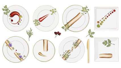 Elegant Food Presentation on Plates - A Culinary Art Collection.