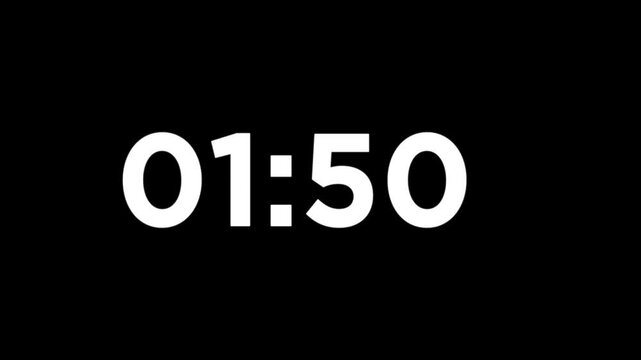 Countdown timer animation of 2 minutes on transparent background with alpha channels, 2 minutes countdown timer animation, countdown video.