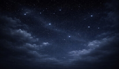 Night Sky Stars and Clouds, Deep Blue Space, Celestial Galaxy, Tranquil Astronomy