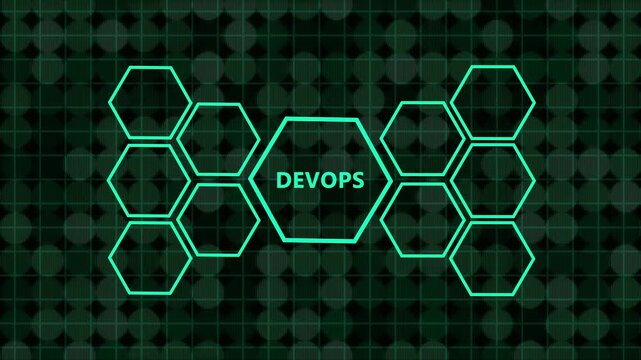 Streamlining software development and digital operations with modern devops methodology featuring professional cloud tech icons.Animated devops diagram demonstrating business solutions 