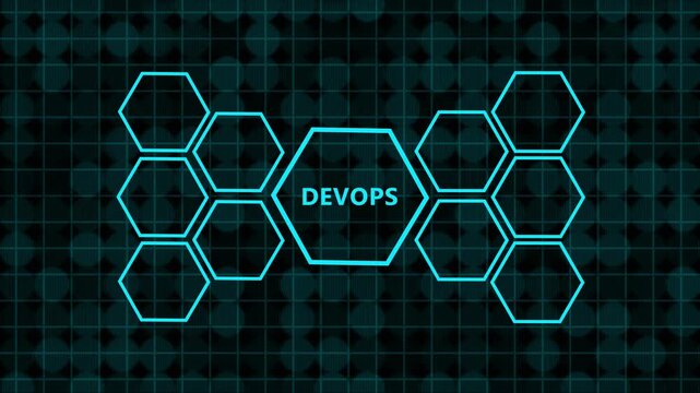 Streamlining software development and digital operations with modern devops methodology featuring professional cloud tech icons.Animated devops diagram demonstrating business solutions 