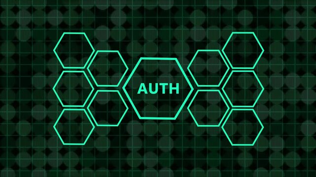 Futuristic digital authentication interface displaying secure login protocols on a dark grid network - 4K motion graphic.