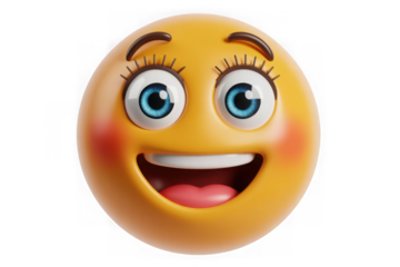 Smiling emoji isolated on transparent background