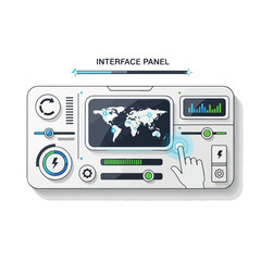 Fototapeta premium Control Panel Interface with World Map Display