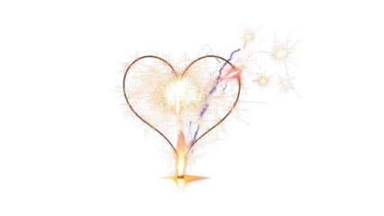 Exploding heart with sparkles isolated on transparent background