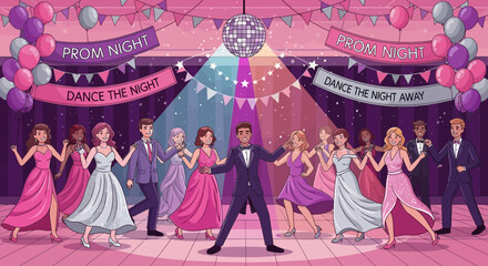 Teenagers dancing at formal event.