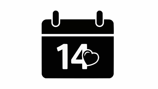 February Fourteenth Calendar Icon with Heart Symbol. - Powered by Adobe