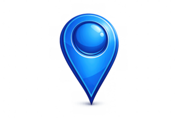 Blue map pointer isolated in PNG format on transparent background, pin icon for navigation and travel