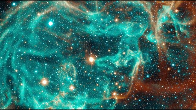 Anomalous Cosmic Cloud with Glowing Nebulae and Distant Stars in Deep Space