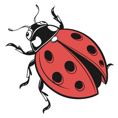 Obraz premium Flat Design Ladybug Icon for Nature and Garden Themes