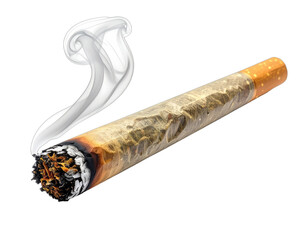 A digitally rendered, smoking cylindrical object with gray smoke emanating from the lit end
