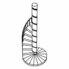 Overhead View of Spiral Stairs Flat Vector Design