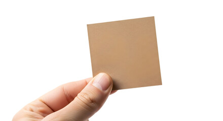 Obraz premium A hand holding a small brown cardboard isolated on transparent background