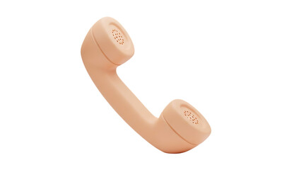 A beige colored telephone receiver isolated on transparent background
