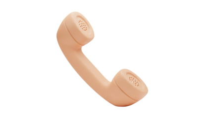 A beige colored telephone receiver isolated on transparent background